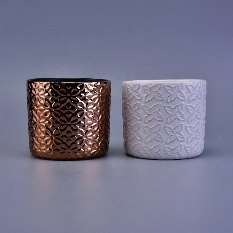 Luxury amber small ceramic candle holder home decoration