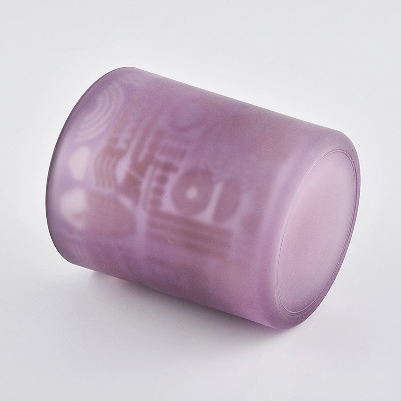 Wholesales electroplated purple frosted candle glass holder jars
