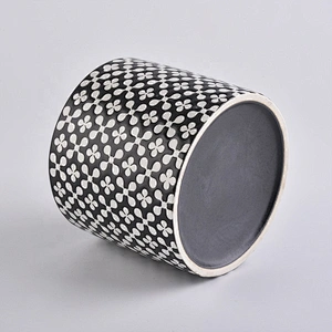 black ceramic candle vessels with silk screen printing