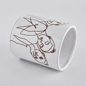 Custom Ceramic Candle Vessels With Face Pattern