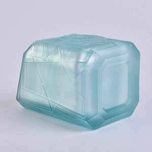 Sunny custom blue square luxury glass holder for candle making 8oz 10oz 11oz