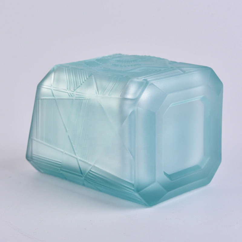 Sunny custom blue square luxury glass holder for candle making 8oz 10oz 11oz
