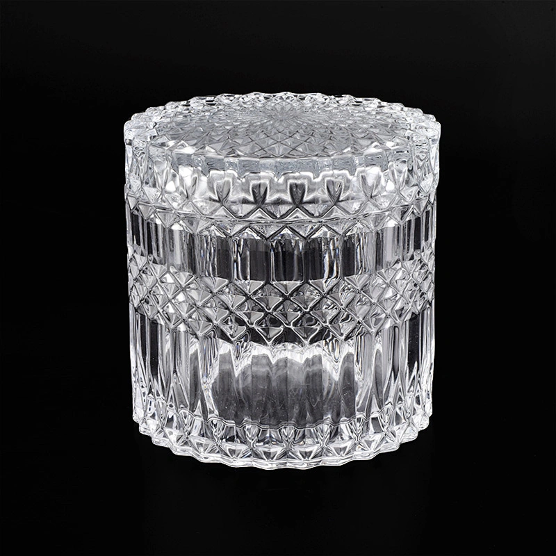 Crystal Geo Cut Glass Candle Holder With Lids
