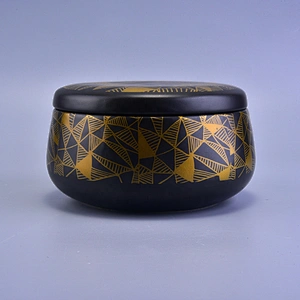 Suppliers round black ceramic candle holder jars with lid