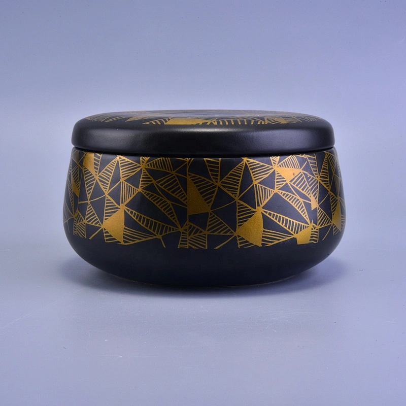 Suppliers round black ceramic candle holder jars with lid