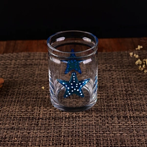 Cylinder star crystal tealight candle glass holder wholesales 10oz 12oz