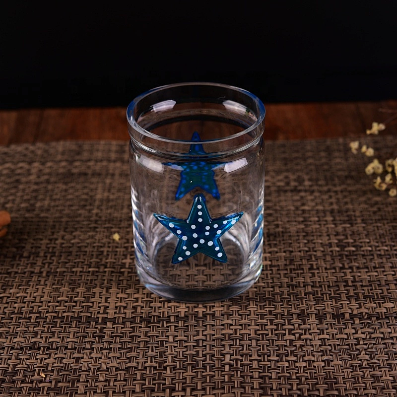 Cylinder star crystal tealight candle glass holder wholesales 10oz 12oz