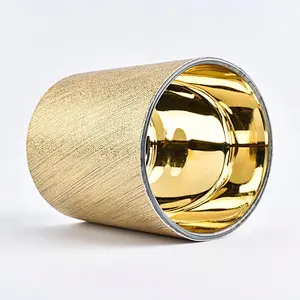 luxury gold leather glass candle holder