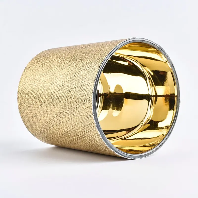 luxury gold leather glass candle holder