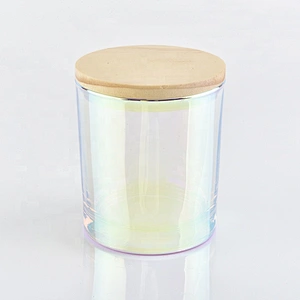 Home wedding party 6oz Iridescent glass candle jar holder with lid