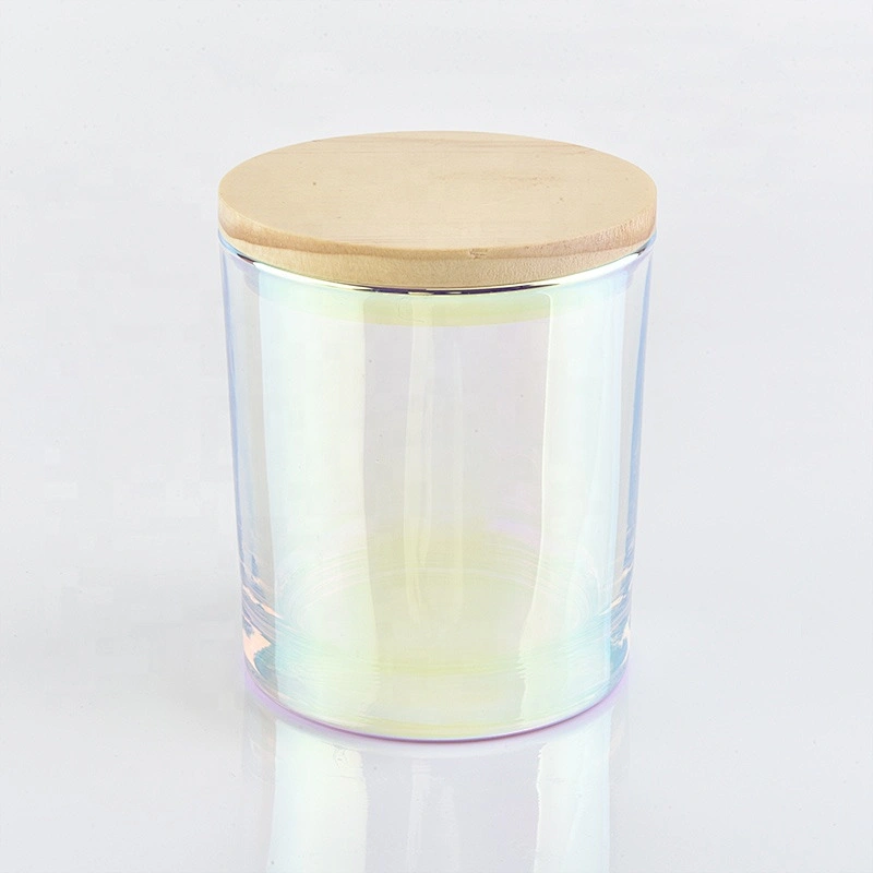 Home wedding party 6oz Iridescent glass candle jar holder with lid