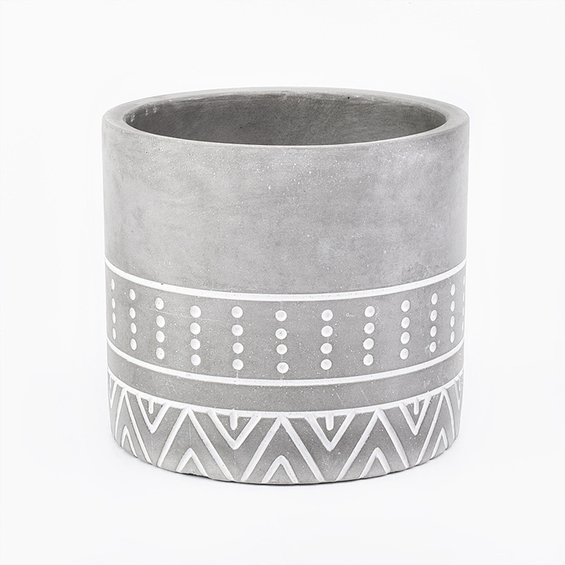 21oz engraving grey cement candle containers home decor concrete candle holders