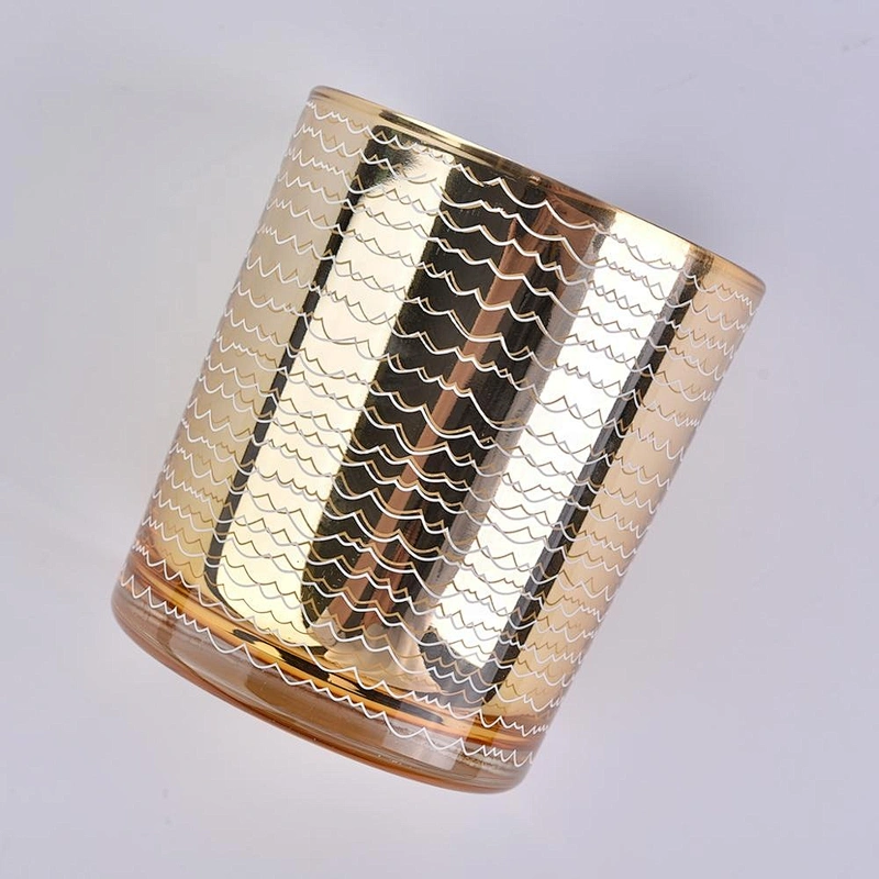Home decoration wholesales luxury gold glass candle jar