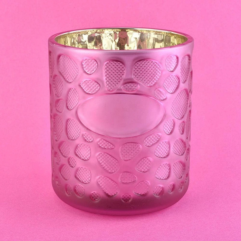 Wedding decoration Custom pink matte electroplated glass candle holder