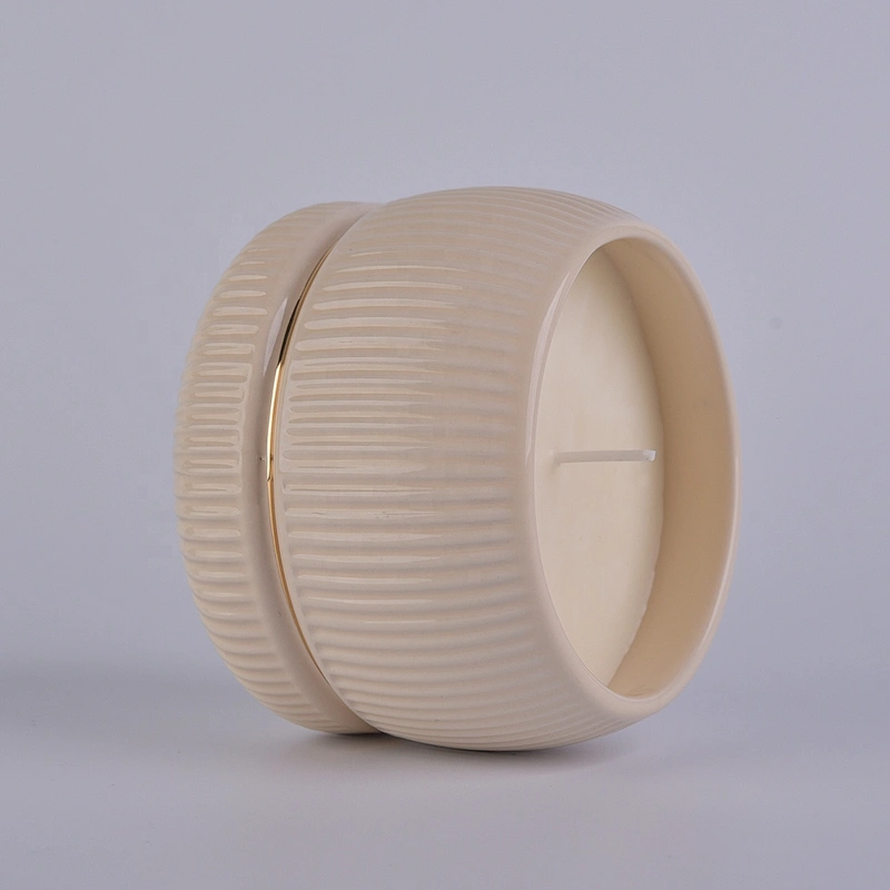 Wholesales empty tealight scented gold ceramic candle holder 10oz
