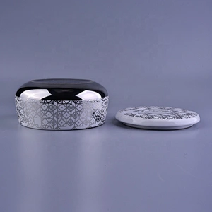 10oz 12oz 14oz Modern empty silver candle ceramic holder with lids