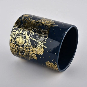 Wholesales black luxury votive empty cylinder ceramic candle holder jar