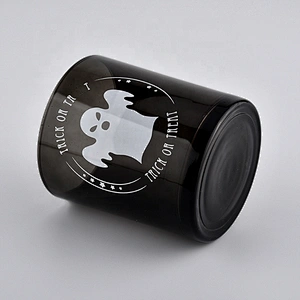 8oz 10oz matte black halloween glass vessel for candles home decoration