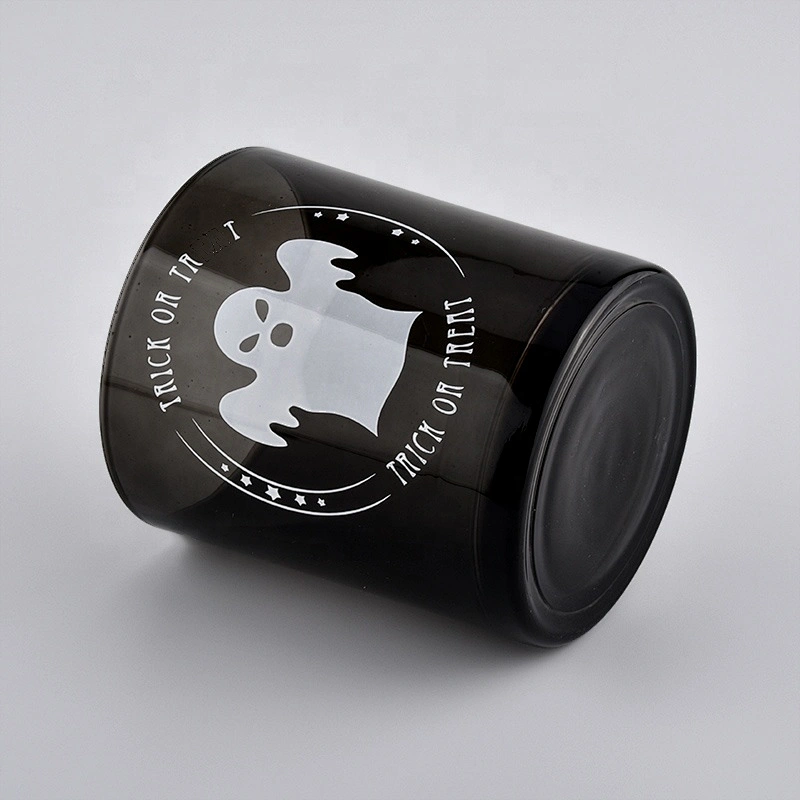 8oz 10oz matte black halloween glass vessel for candles home decoration