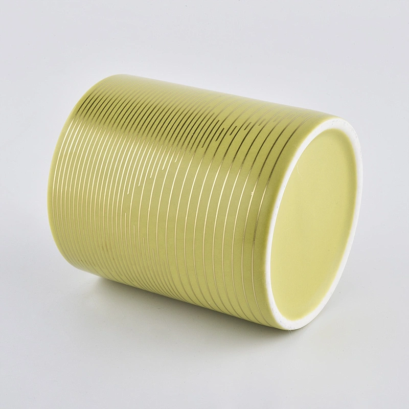 Bulk gold votive cylinder ceramic candle jars 6oz 8oz