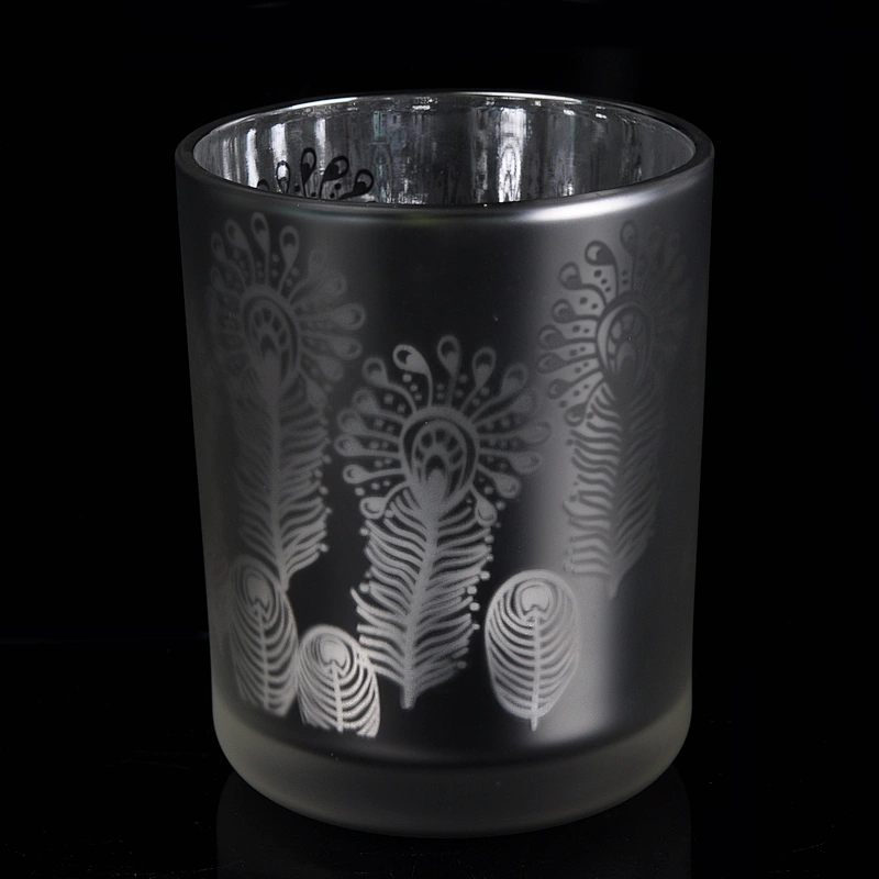 8oz 10oz Luxury frosted silver glass candle holder supplier