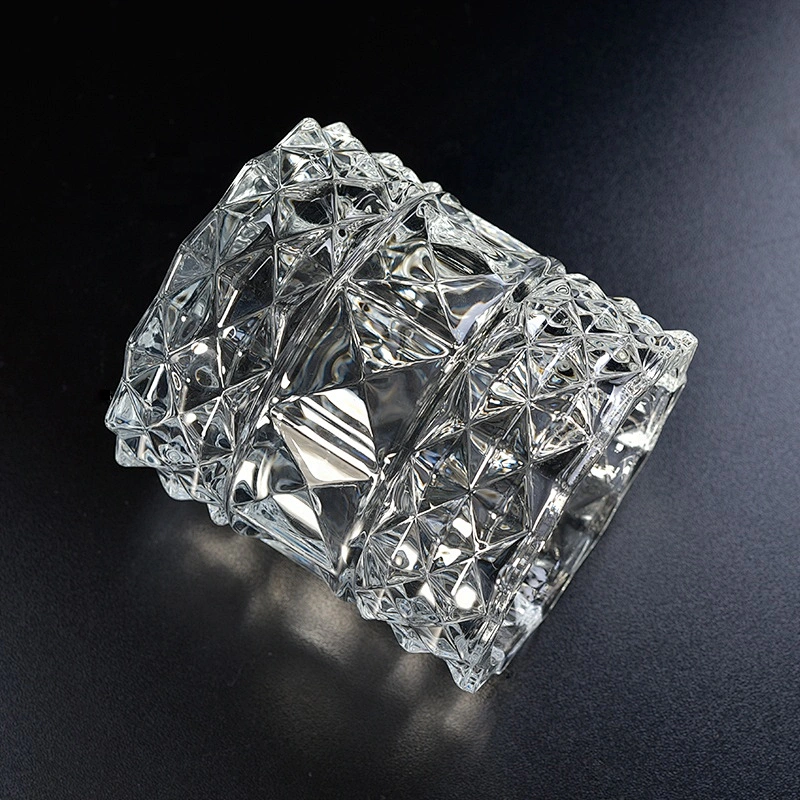 Crystal Embossed Glass Candle Jar