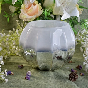 10oz Christmas crystal white geometric green glass candle jar