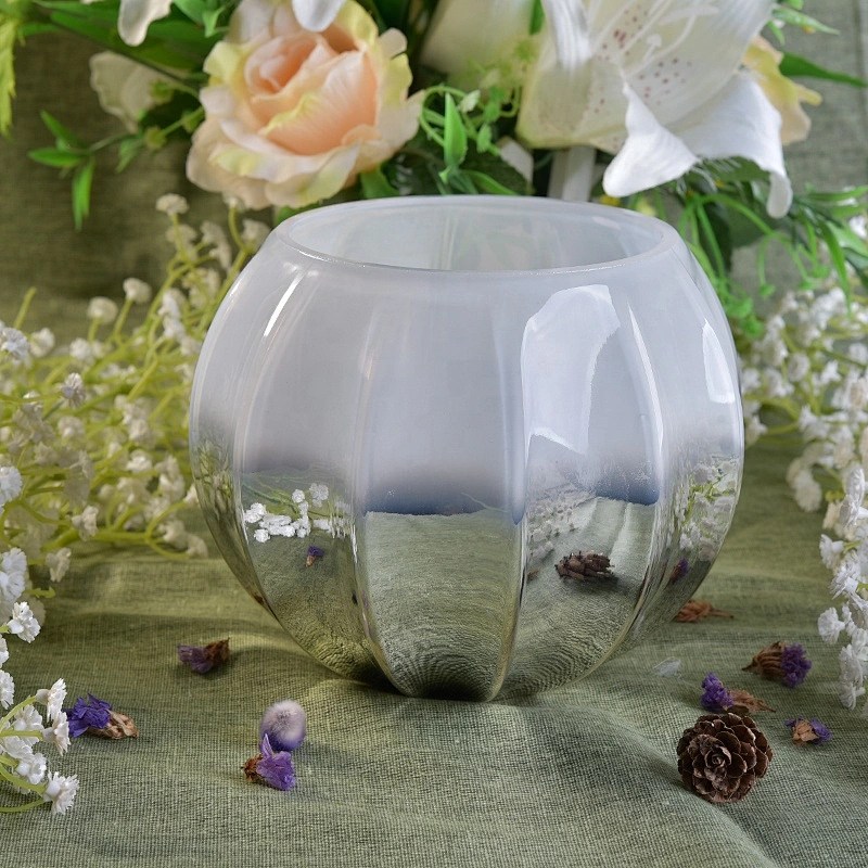 10oz Christmas crystal white geometric green glass candle jar