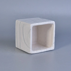 Home decor mini white square ceramic candle holder
