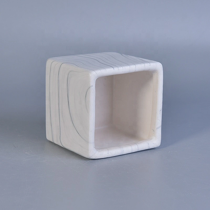 Home decor mini white square ceramic candle holder
