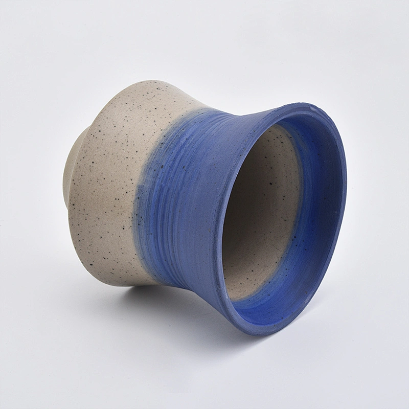 luxury blue painting design ceramic candle jars
