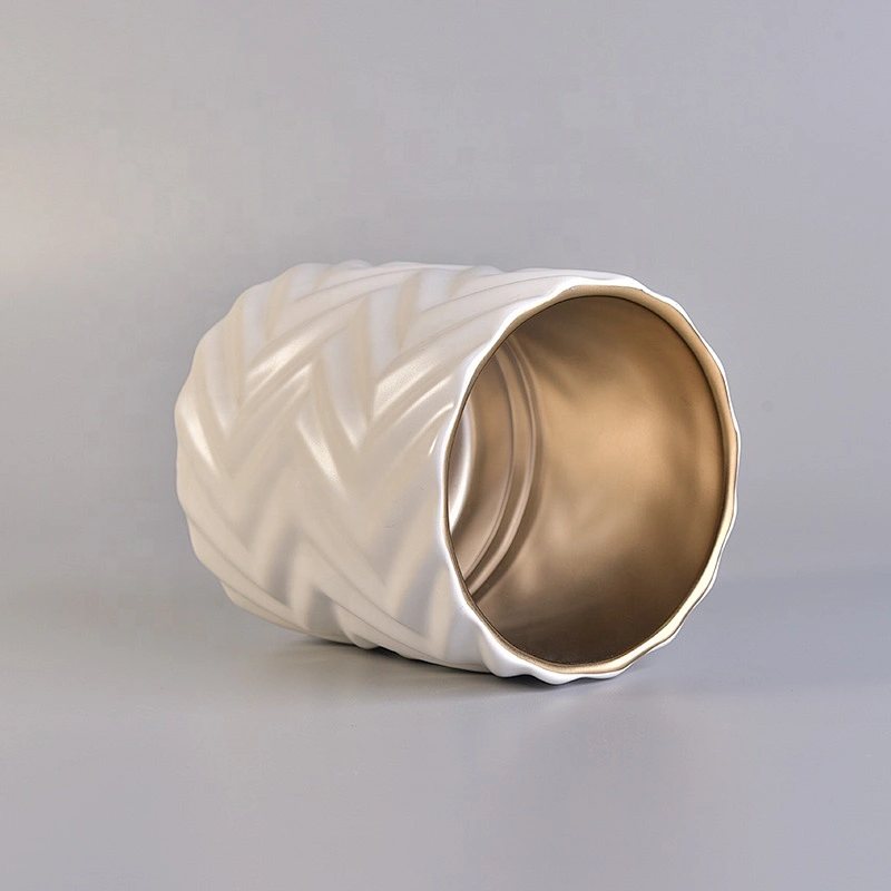 Luxury white massage ceramic candle jar