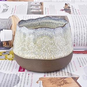 Matte geo cut ceramic candle bowl home decor