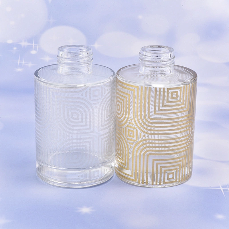 Cylinder decal bronzing glass diffuser bottle glass perfume bottle fragrance