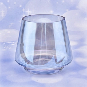 Home decoration empty iridescent tealight glass candle jars