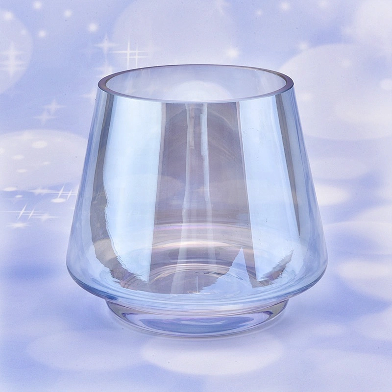 Home decoration empty iridescent tealight glass candle jars