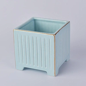 Christmas custom empty blue ceramic candle container