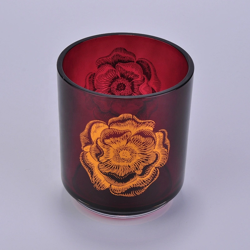 8oz 10oz customized printing amber empty glass candle holder