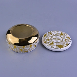 Sunny Wholesales luxury gold electroplated candle ceramic holders with lid