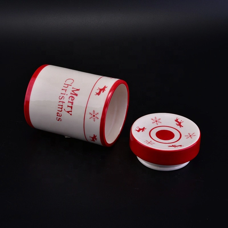 Personalised ceramic candle container with cover for christmas