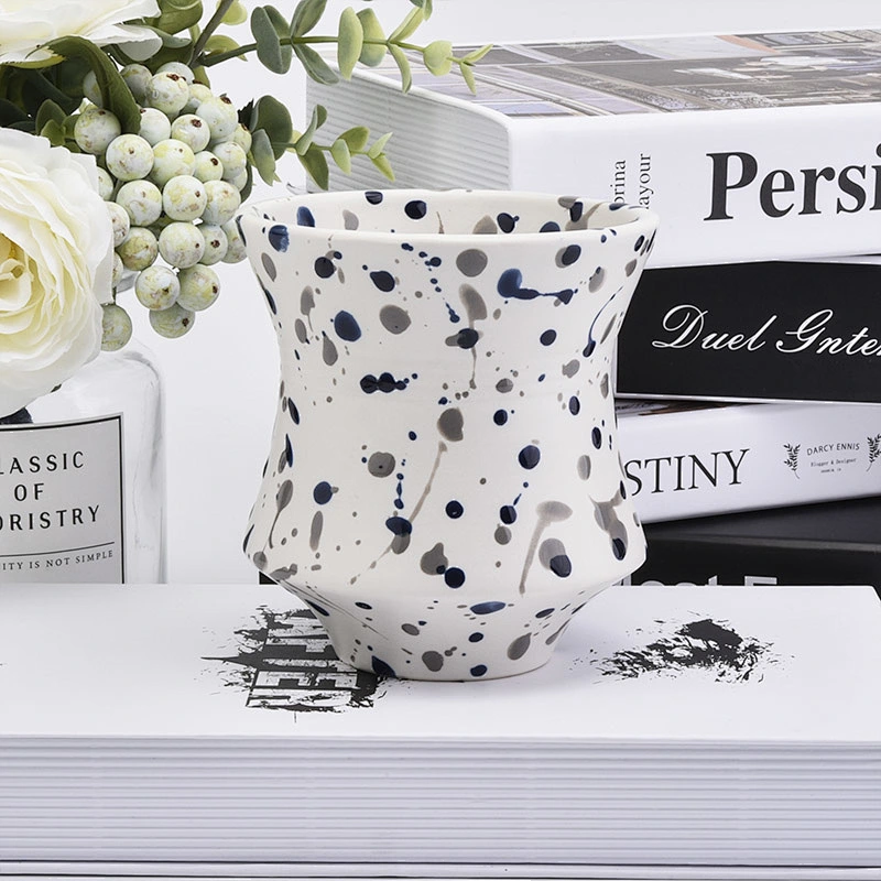 14oz glaze white ceramic candle holder for home decor