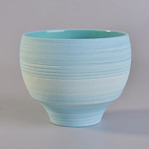 Sunny handmade blue matte ceramic candle holders