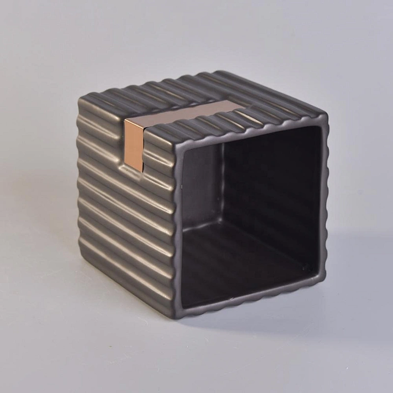 Sunny design square black luxury ceramic candle holders wholesale