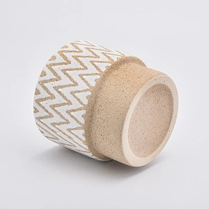 17oz Yellow Wave Sand Effect Large Capacity Ceramic Candle Holders Candle Vessels for Home Decor