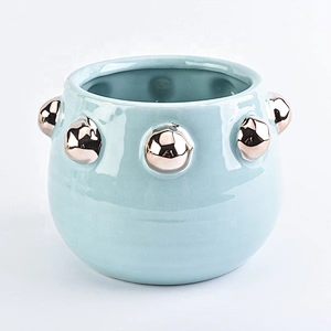 Luxury decorative empty blue Ceramic Candle jar