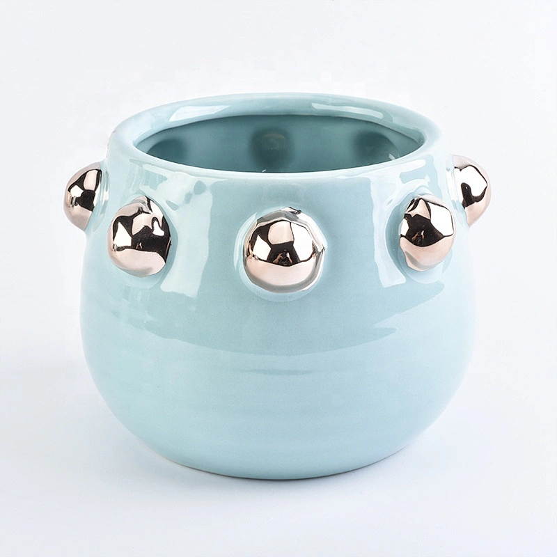 Luxury decorative empty blue Ceramic Candle jar