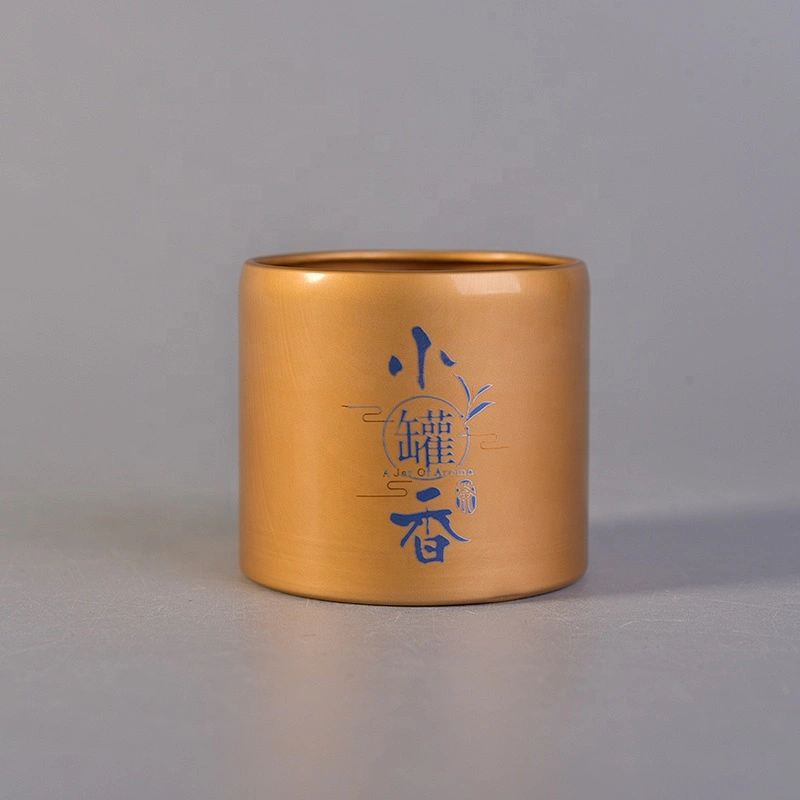 Logo printing gold Metal Aluminum tea candle tins