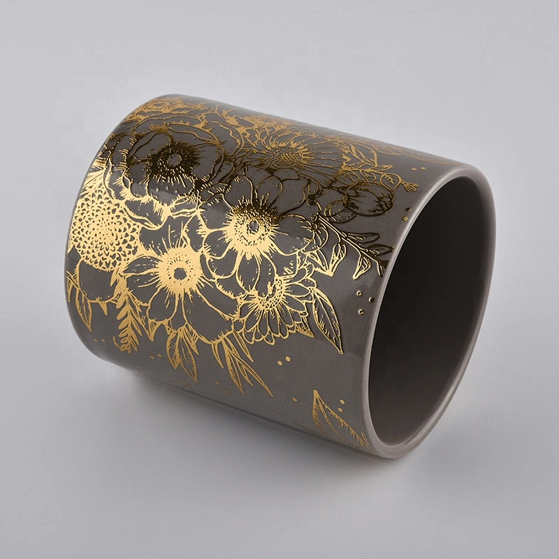In bulk luxury cylinder amber ceramic candle holders 8oz 10oz