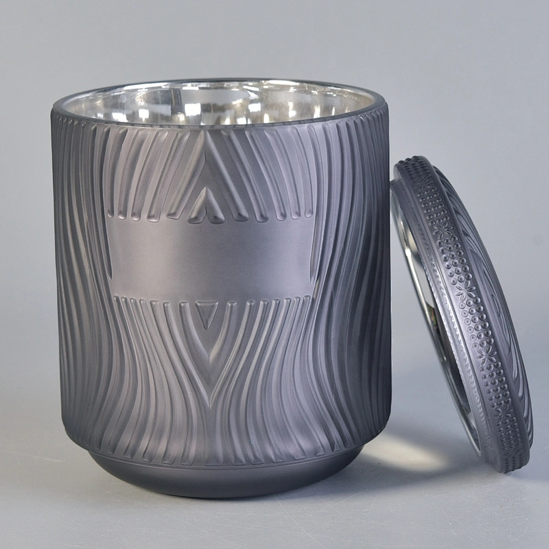 Sunny glassware custom river design grey votive glass candle holder with lids
