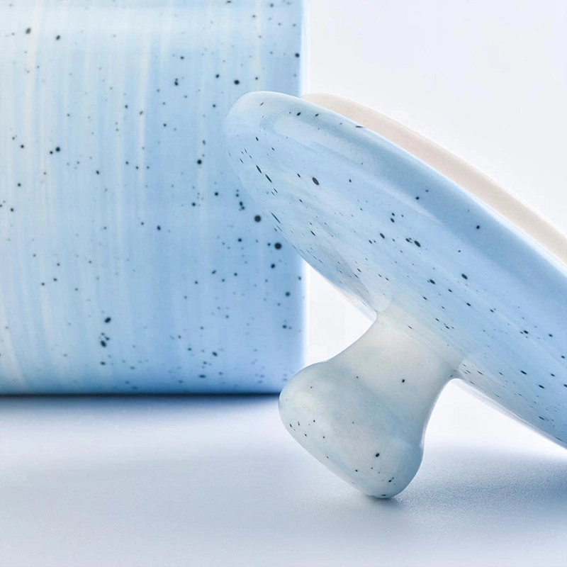 10oz 20oz Wholesales custom blue luxury ceramic candle holders with lid